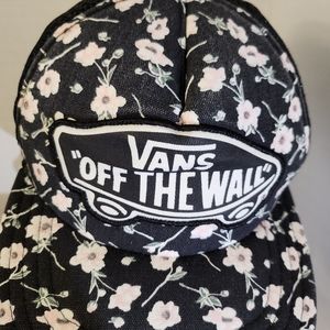Van's Off the Wall Black Pink Floral Adjustable Mesh Snapback Hat